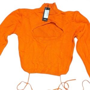 PrettyLittleThing Bright Orange Turtleneck Sweater